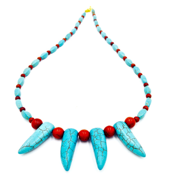 Blue Turquoise & Koffee Spiked Choker