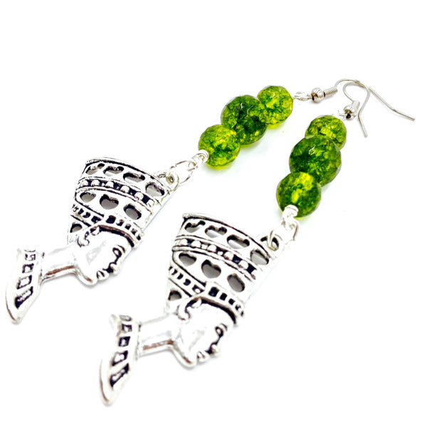 Green Peridot Nefertiti Earrings