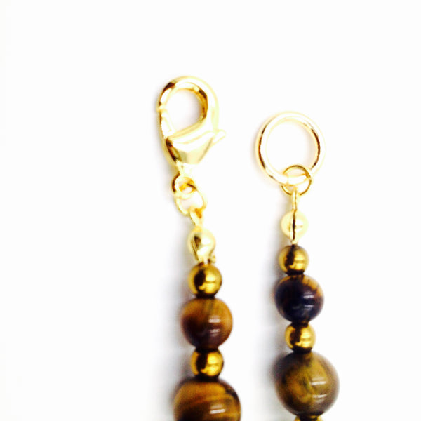 Tiger Eye and Gold Hematite Necklace (18K Gold Option)