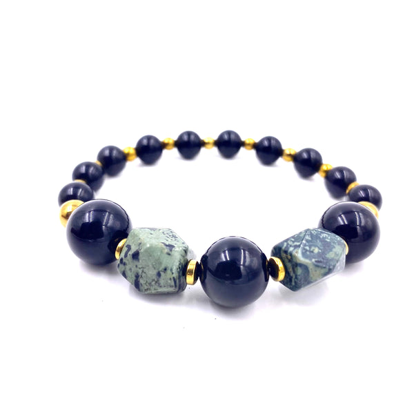African Jade & Obsidian Bracelet