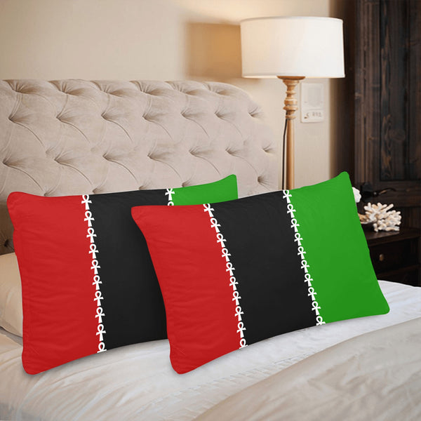 RBG / PAN AFRICAN w/Ankh Pillow Cases (20"x30" - One Side - Set of 2)