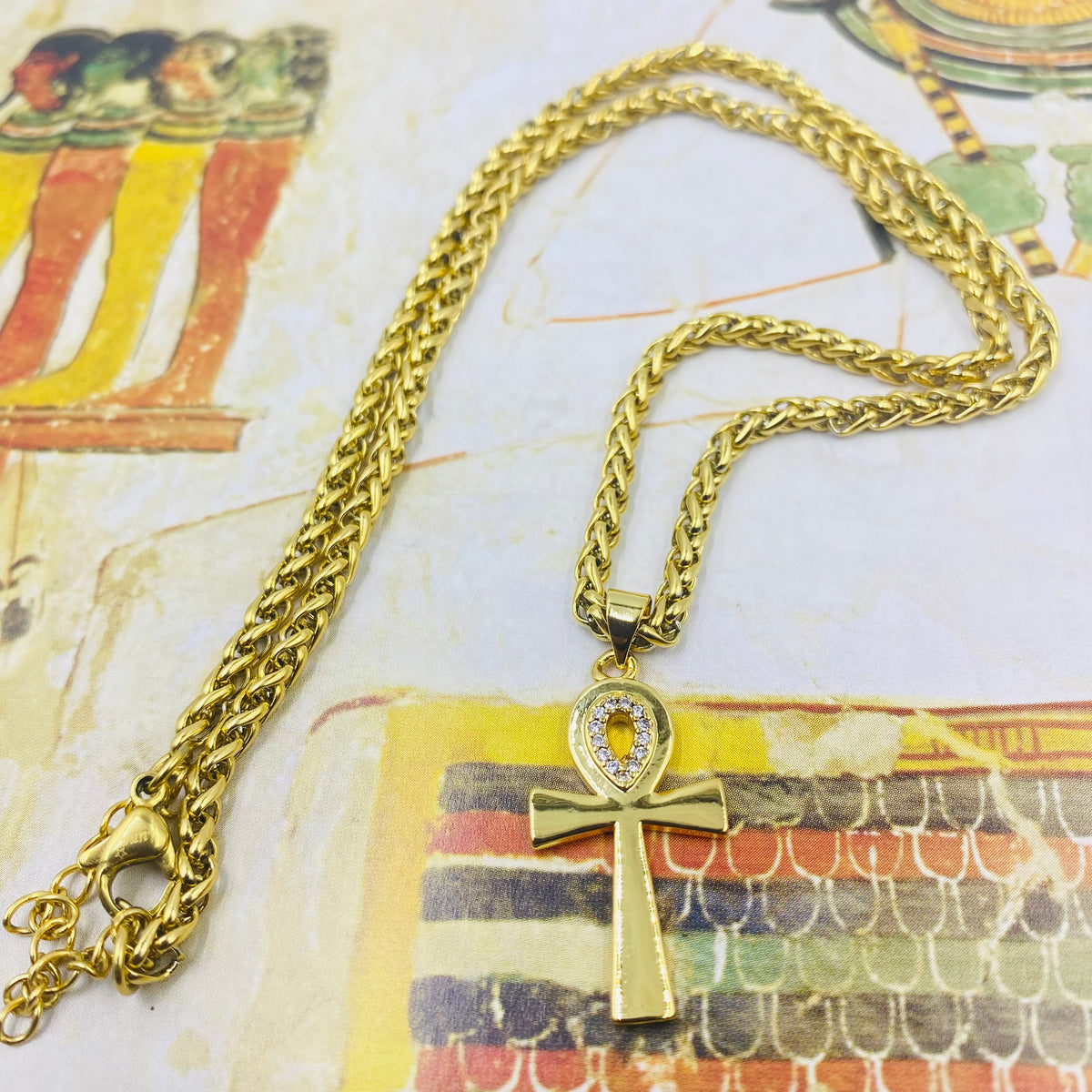 18k Ankh Necklace w/2MM Rope Chain – Nubian Luxuries Brand