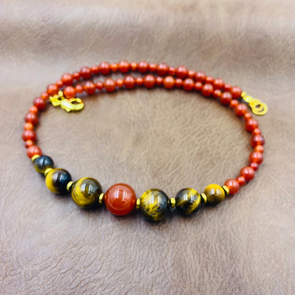 Red Jade & Yellow Tiger Eye Choker/Necklace