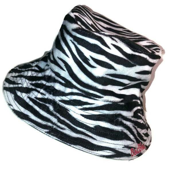Zebra Faux Fur Bucket Hat