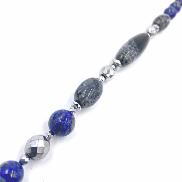 Lapis Lazuli & Snake Agate Third Eye Necklace