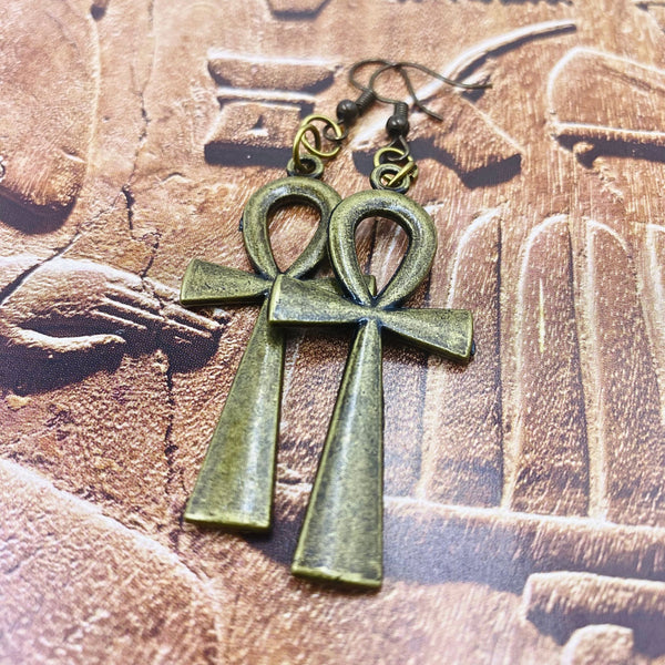 Bronze Ankh Earrings