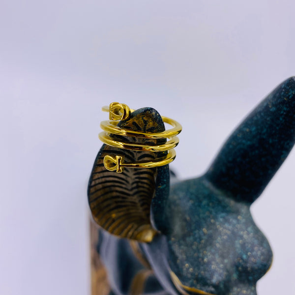 Eye of Ra Chain & Ankh Wrap Ring (18k Gold) {Bundle}