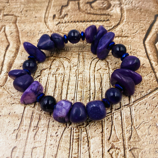 Amethyst & Purple Jade Chunk Bracelet