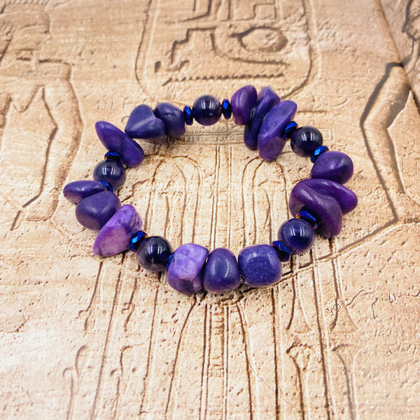 Amethyst & Purple Jade Chunk Bracelet