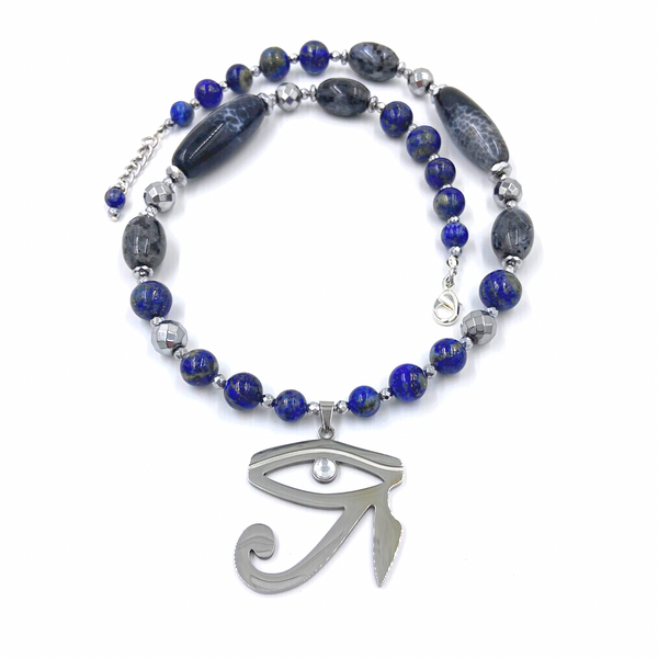 Lapis Lazuli & Snake Agate Third Eye Necklace